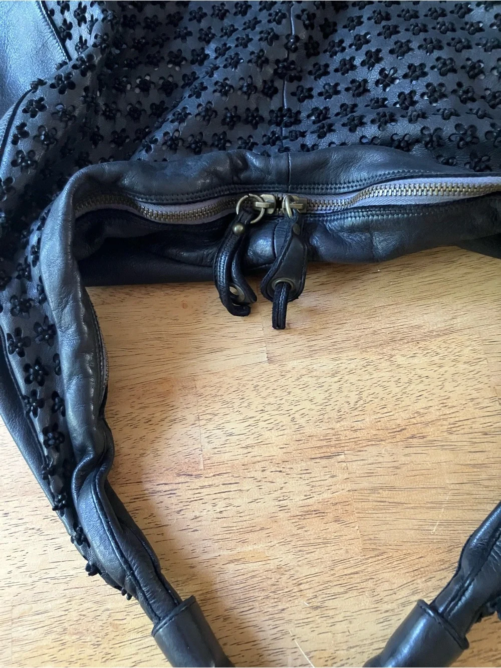 Errelleventidue Leather Floral Hobo Bag